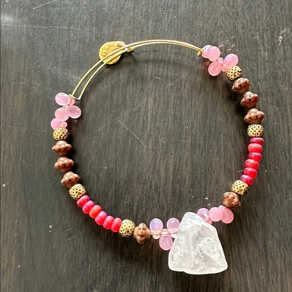 Alex and Ani Pink and Gold Beaded Bangle Set - Picture 2 of 4